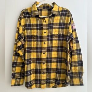 Arizona Jean Company Yellow and Black Plaid Men's Shirt